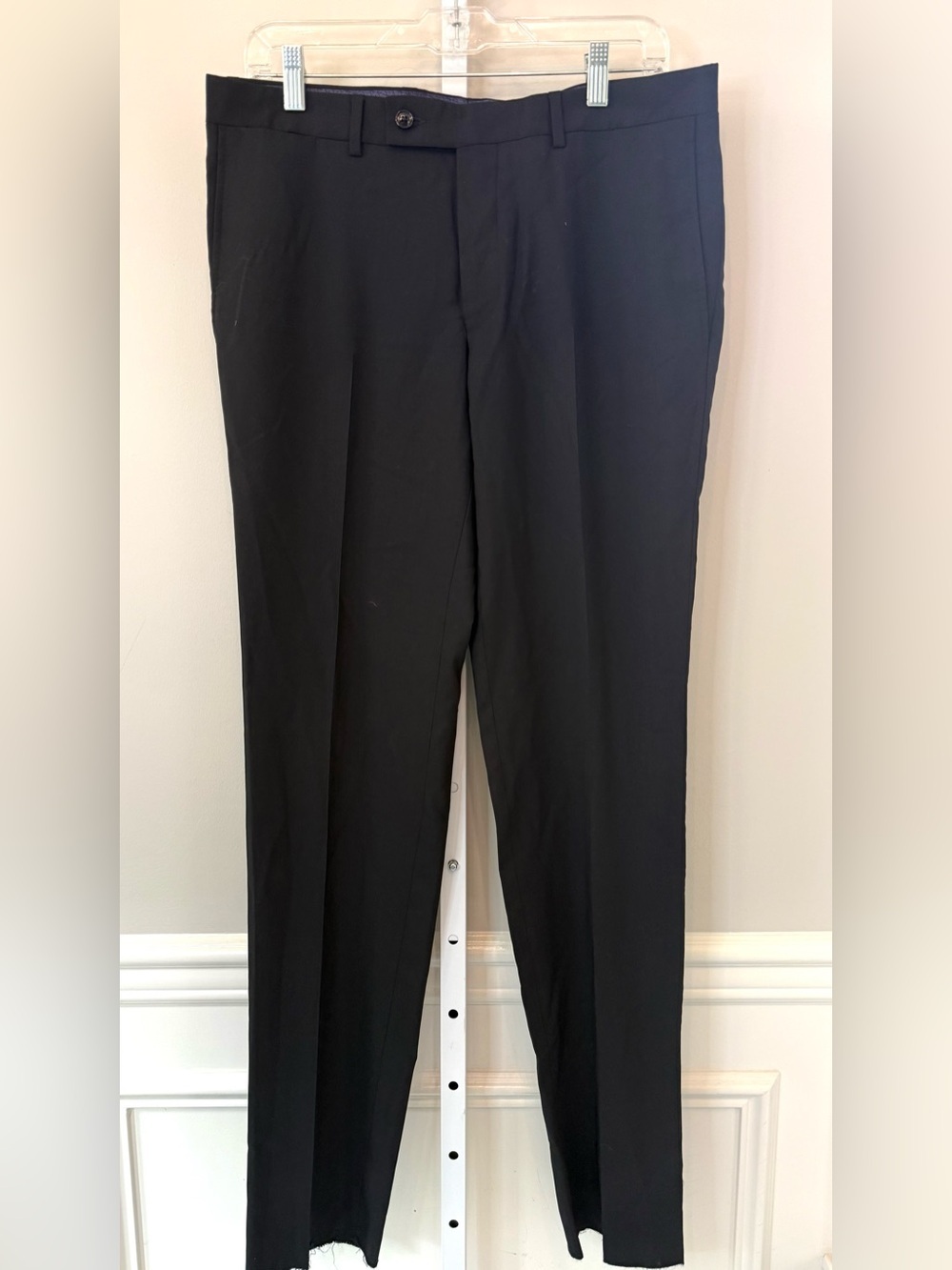 Ted Baker 100% Wool Dress Pants Raw Hem Black Tailored Trousers Men’s